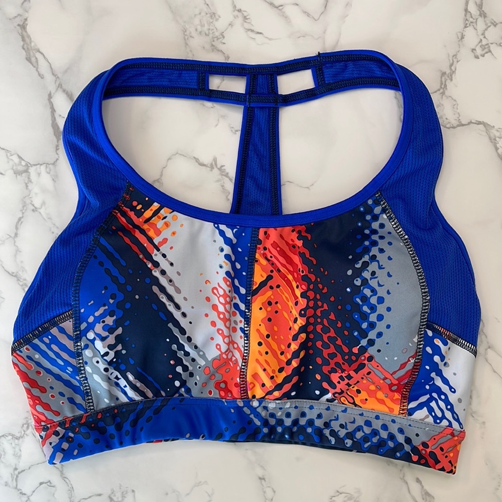Athleta Sport Bra Blue and Print